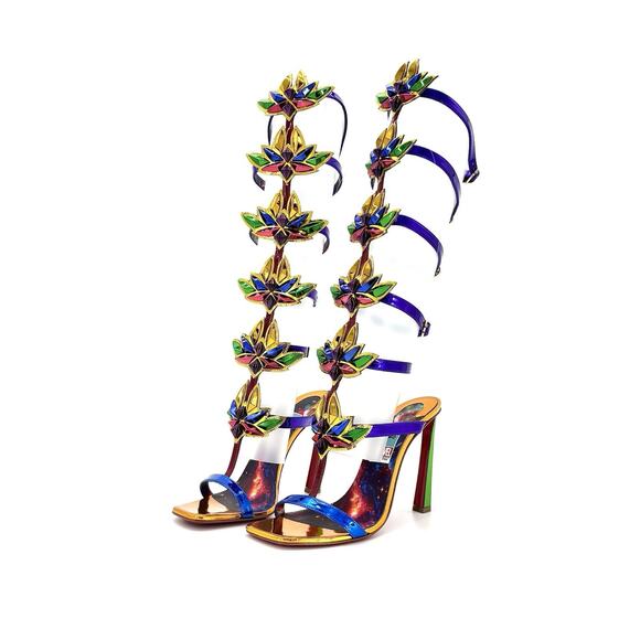 NEW Christian Louboutin Marvel Sea Warrior 100 Gladiator Knee High Sandals 39 - Picture 3 of 10